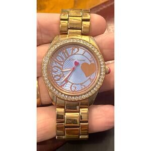 Women's Betsey Johnson 40mm Rose Gold Tone Watch, Crystal Accents, WR 30M